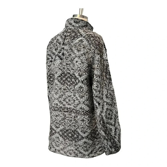 TRUE GRIT SHERPA PULLOVER 1/4 ZIP FROSTY TIP‎ AZTEC PATTERN SUPER SOFT SIZE MED - Picture 6 of 10